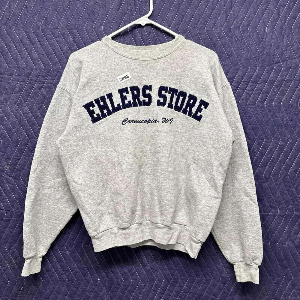 Ehlers Store Sweater Adult Medium Grey Long Sleeve Men's Embroidered Wisconsin